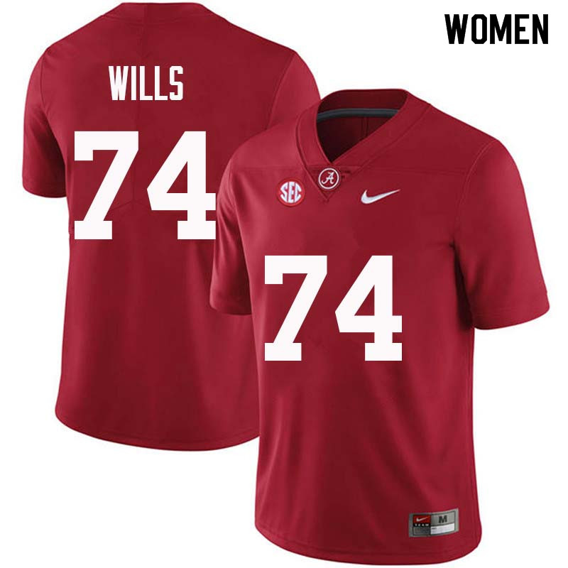 Alabama Crimson Tide Women's Jedrick Wills #74 Crimson NCAA Nike Authentic Stitched College Football Jersey OG16Q20HU